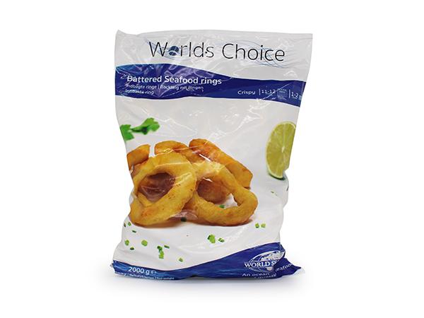 Premium Akkar blekksprut Ringer, Panert frys Produktnummer: 72010