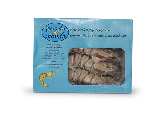 Premium Black tiger Scampi 6-8 Hele med skall, 1 kg krt semi block, Frys Produktnummer: 72018