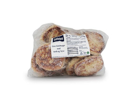Premium Fiskeburger med torsk og hyse 3x1,5 kg, 4,5 kg krt Produktnummer: 72229