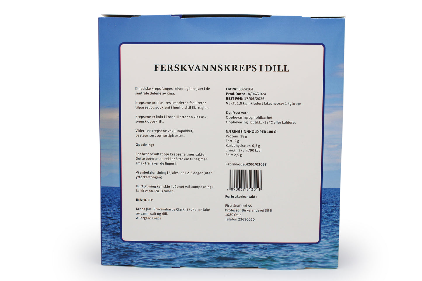 Premium Ferskvannskreps i Dill, 1 kg Krt Produktnummer: 72009