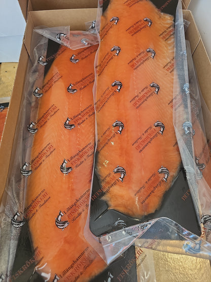 Premium kaldrøkt Norsk Superior laks i skiver helside. Produktnummer 710306